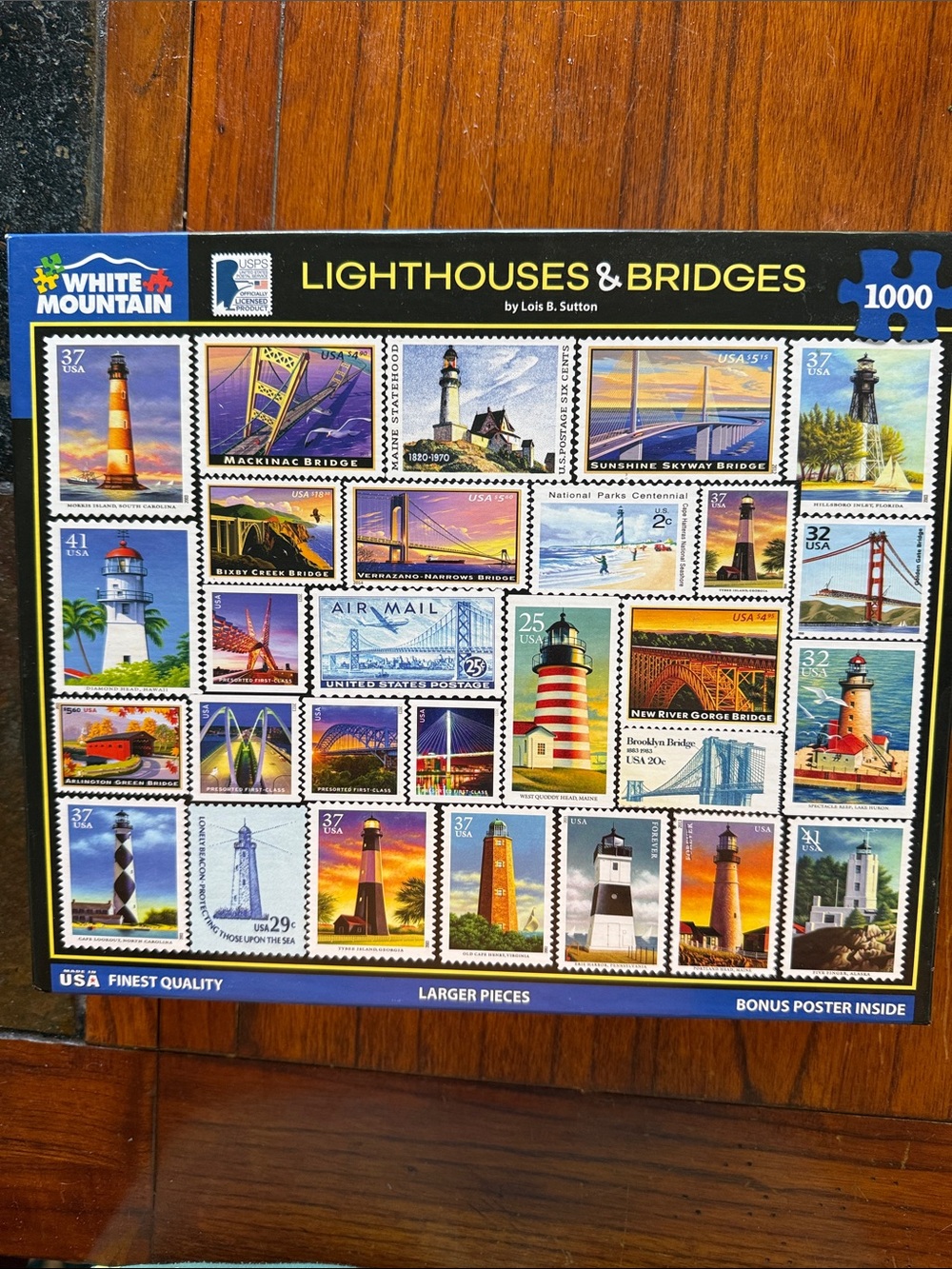 White Mountain Lighthouses & Bridges Puzzle - Blue, Yellow, Red, Green